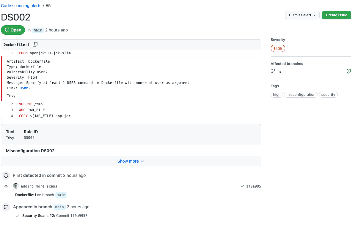 GitHub Security Tab Details